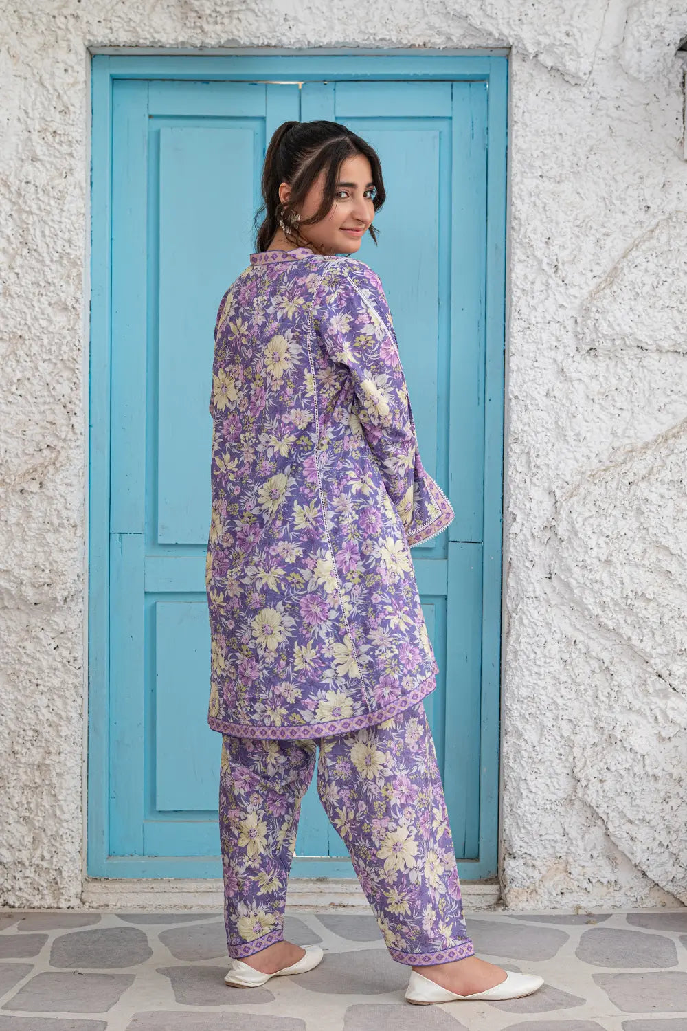 Lavender Printed Cotton Lawn Top Shalwar 2 Piece Set T-ALP-S26-017