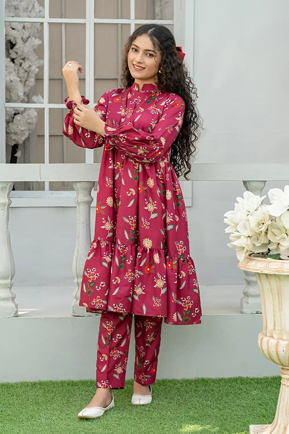 2 Piece Maxi Digital Printed Silk Maxi Dress Women’s Outfit T-FRK-006