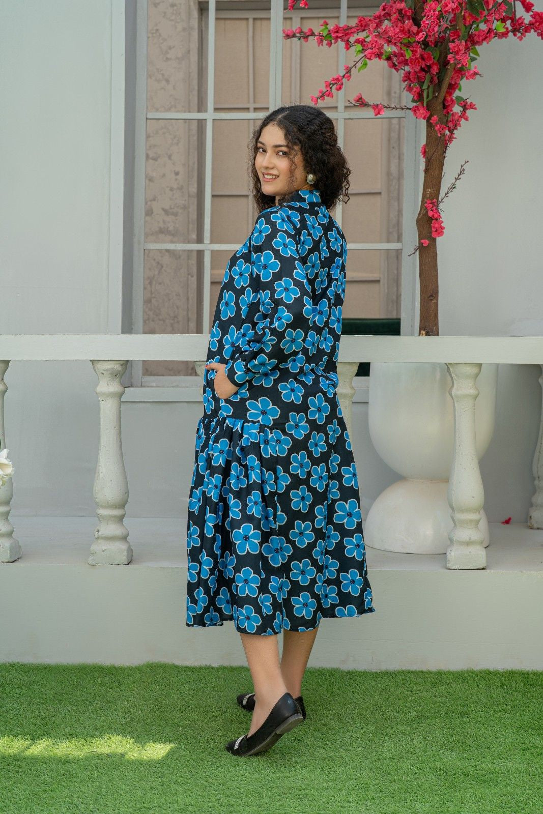 1 Piece Floral Maxi Dress with Bead Detailing T-FRK-007
