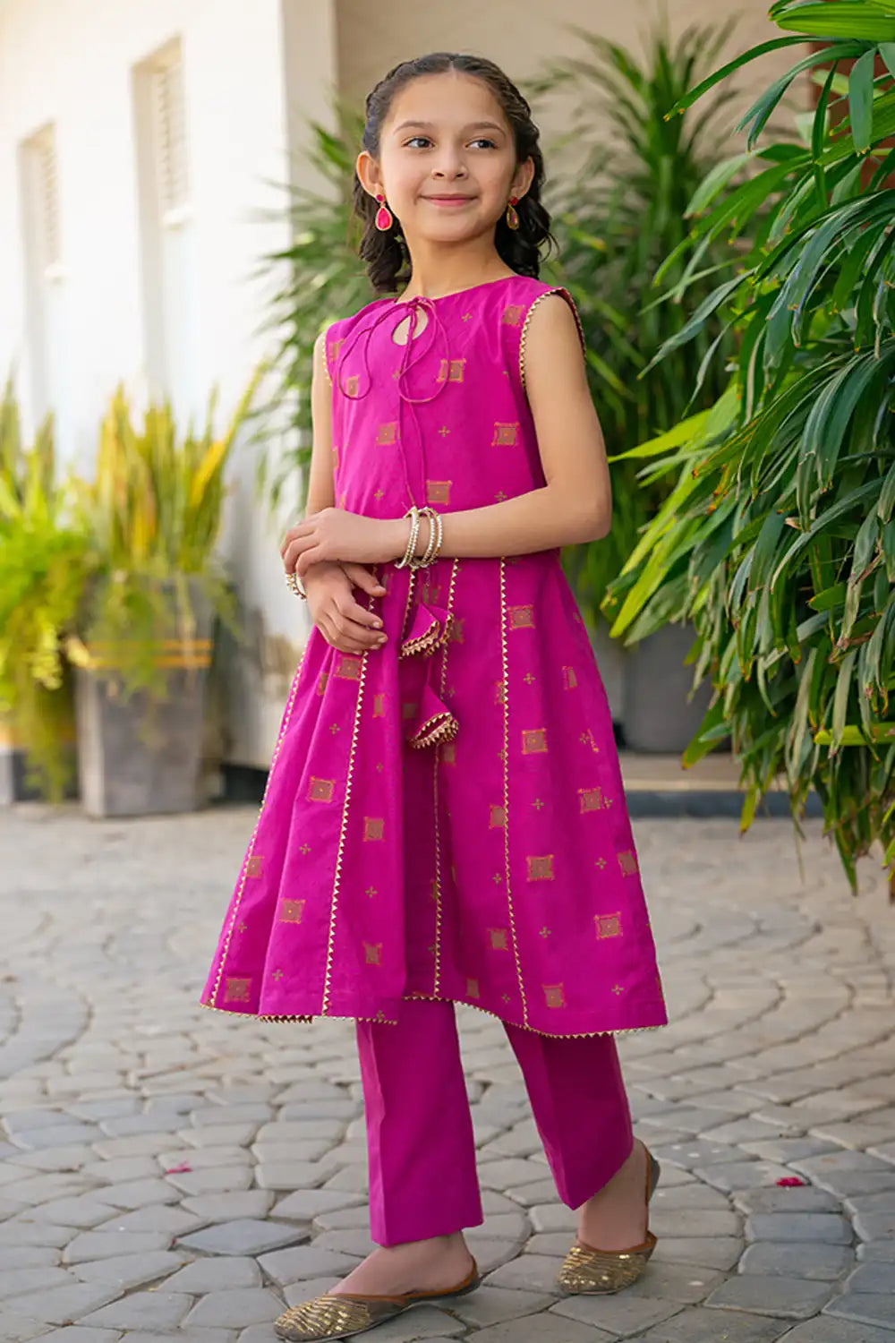 2 Piece Suit Table Print Frock with Garara JK-PRT-003