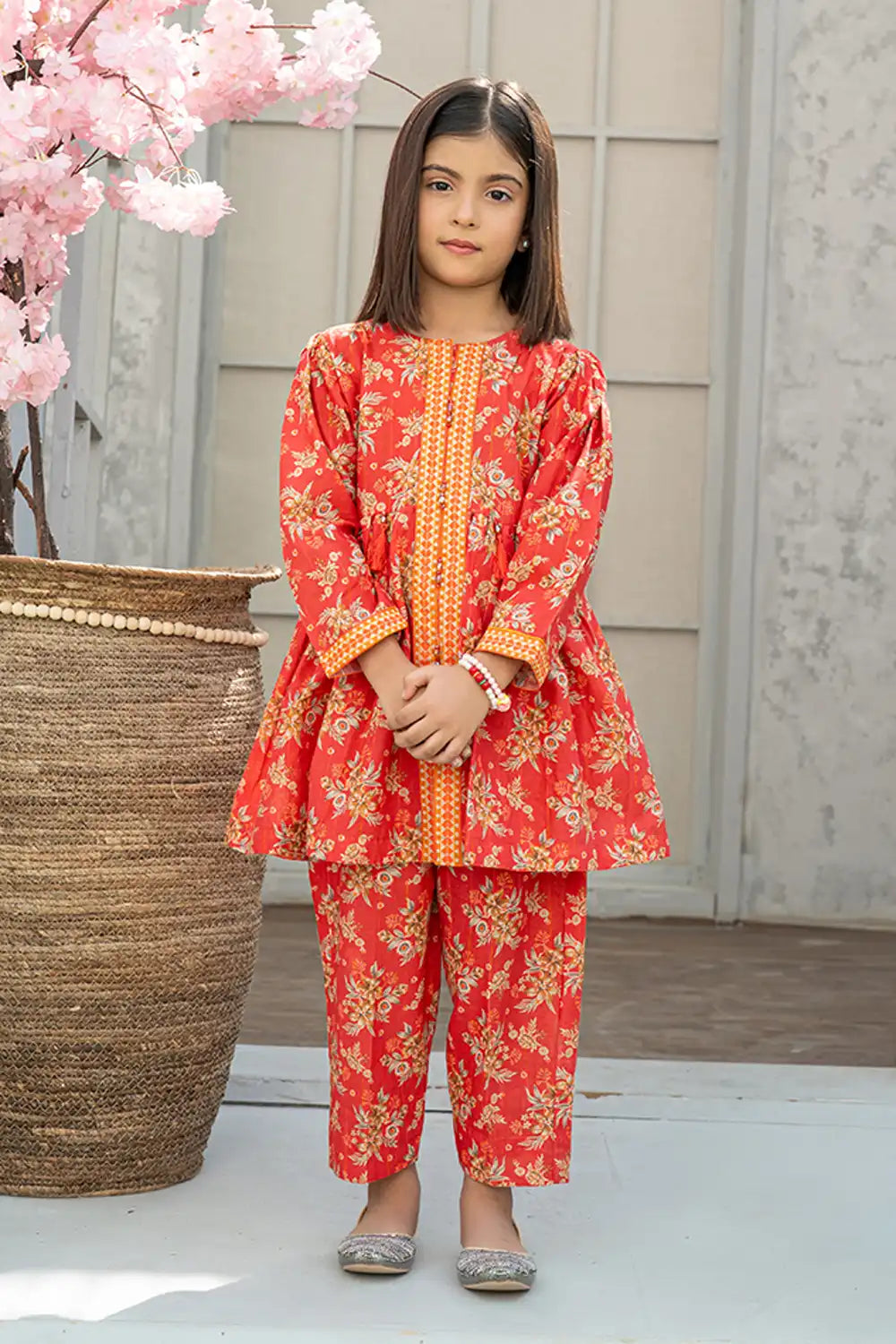 2 Piece Digital Printed Co-ords Set with Tassel Design K-ALPRTW-039
