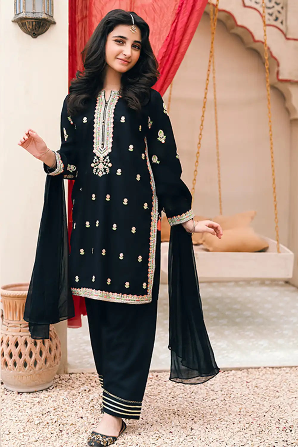 2 Piece Suit Black Embroidered Shirt and Trouser SFC-187