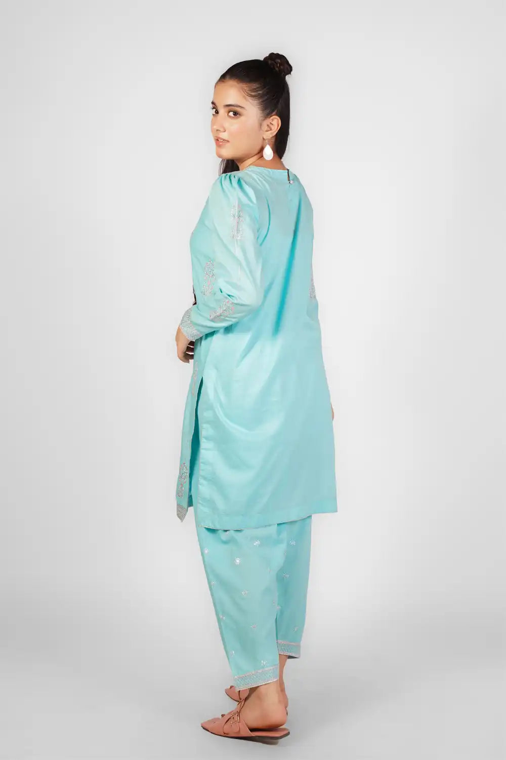 2 Piece Embroidered Suit with Floral Design & Shalwar SFC-200