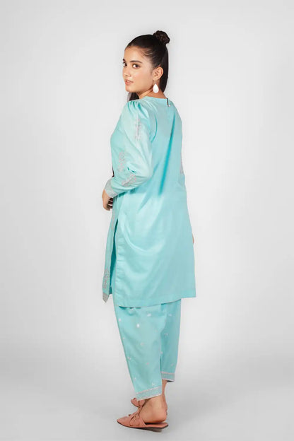 2 Piece Embroidered Suit with Floral Design & Shalwar SFC-200