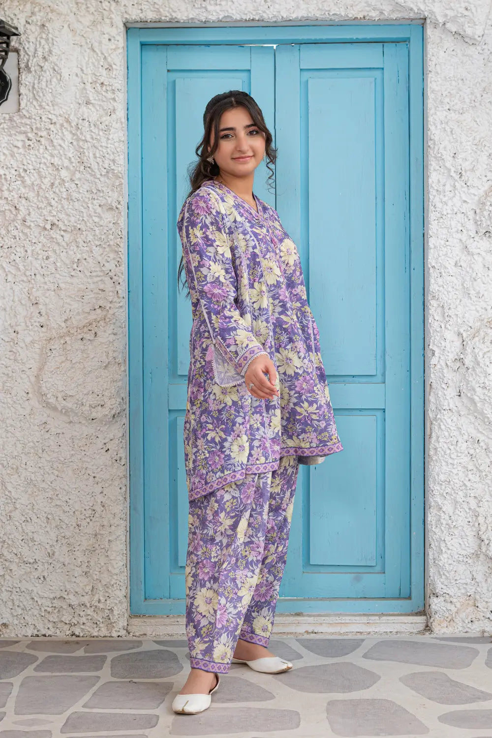 Lavender Printed Cotton Lawn Top Shalwar 2 Piece Set T-ALP-S26-017
