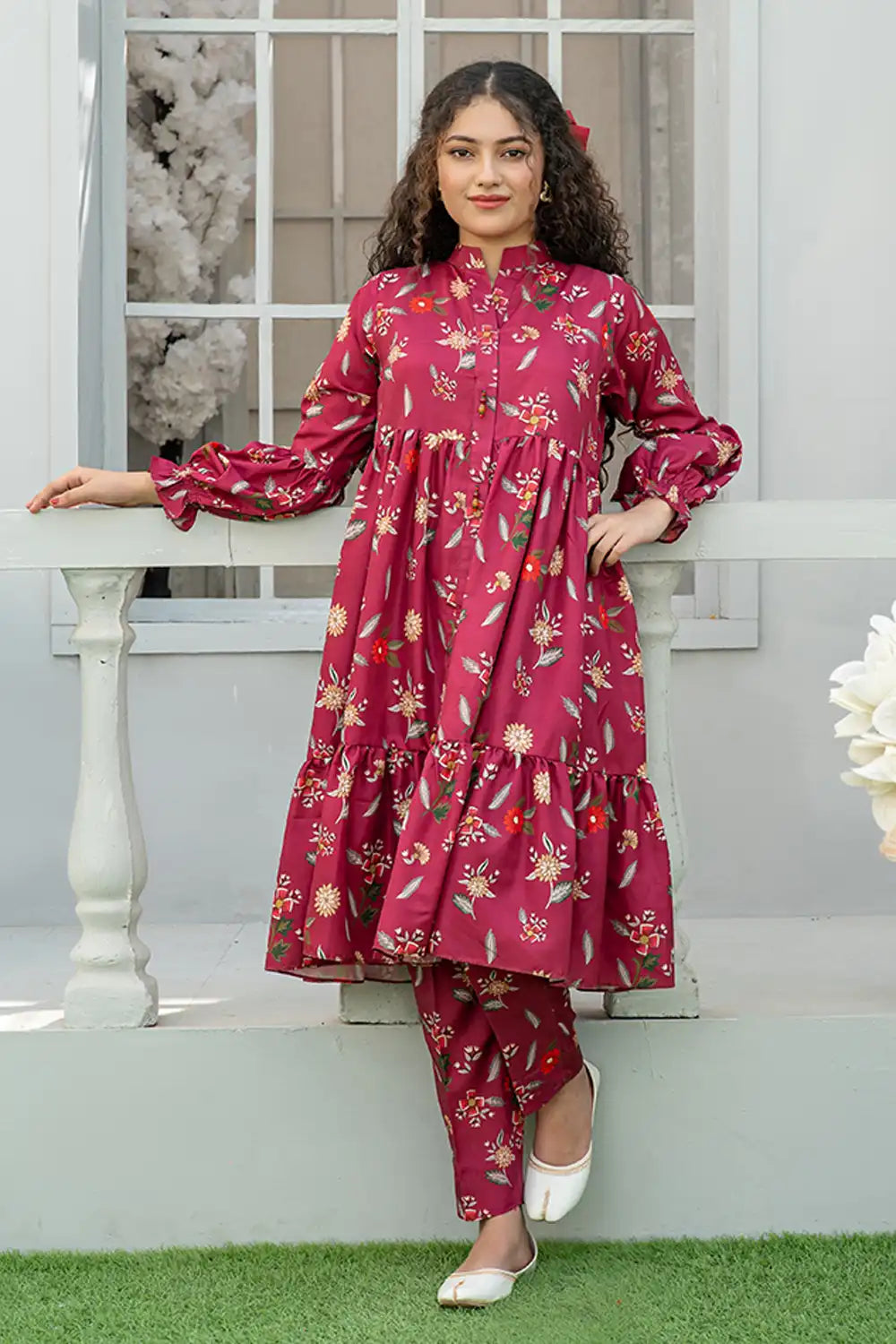 2 Piece Maxi Digital Printed Silk Maxi Dress Women’s Outfit T-FRK-006