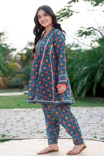 2 Piece Suit Stylish Panel Body Shirt with Shalwar T-ALPRTW-031