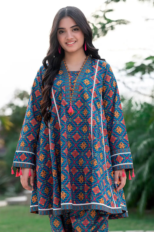 2 Piece Suit Stylish Panel Body Shirt with Shalwar T-ALPRTW-031